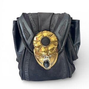 Vintage 80’s OOAK Brutalist Black Snakeskin Leather Crossbody Bag‎
